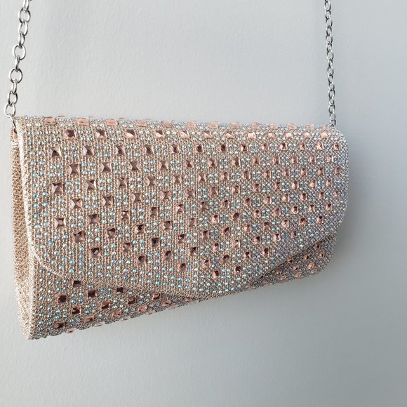D'margeaux New York Evening Clutch - Champagne/Sparkling Pink Rhinestones - Picture 9 of 12